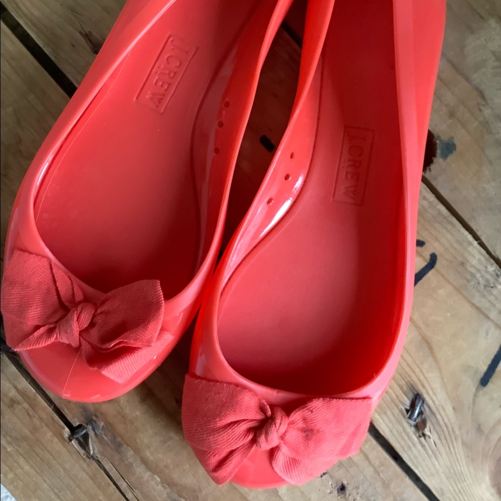 J crew bright coral jelly ballet flats size 7